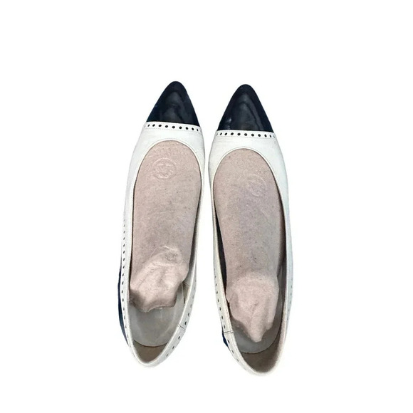 Women's White & Black Slip On Pointed Toe High Heel Size 7.5M vintage - Picture 3 of 5